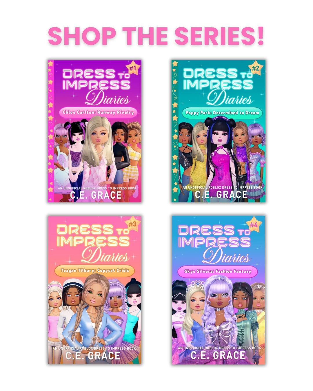 Dress To Impress Diaries series books 1 - 3 Dress To Impress Diaries Chloe Carlton Runway Rivalry Book Cover